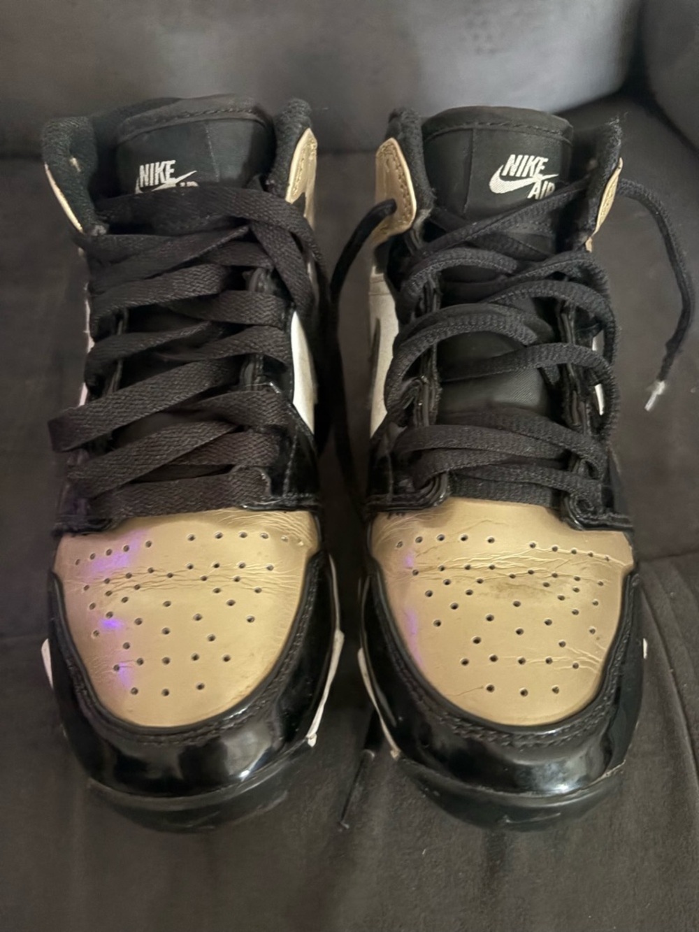 Nike High-Top Football Cleats in Black & Gold